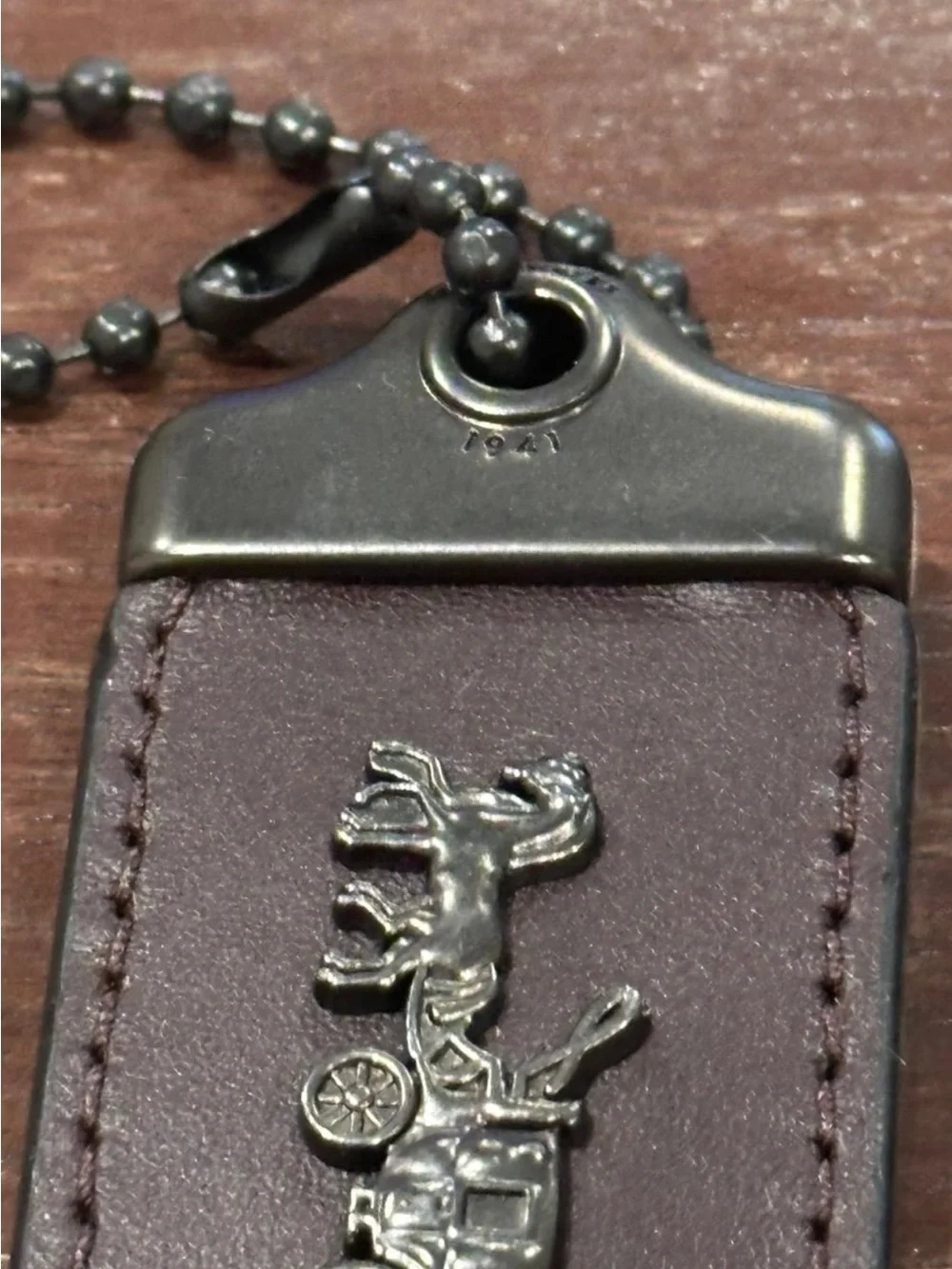 Coach 1941 Horse & Stagecoach Metal Leather Bag Charm Oxblood/Gray NWOT!♥️